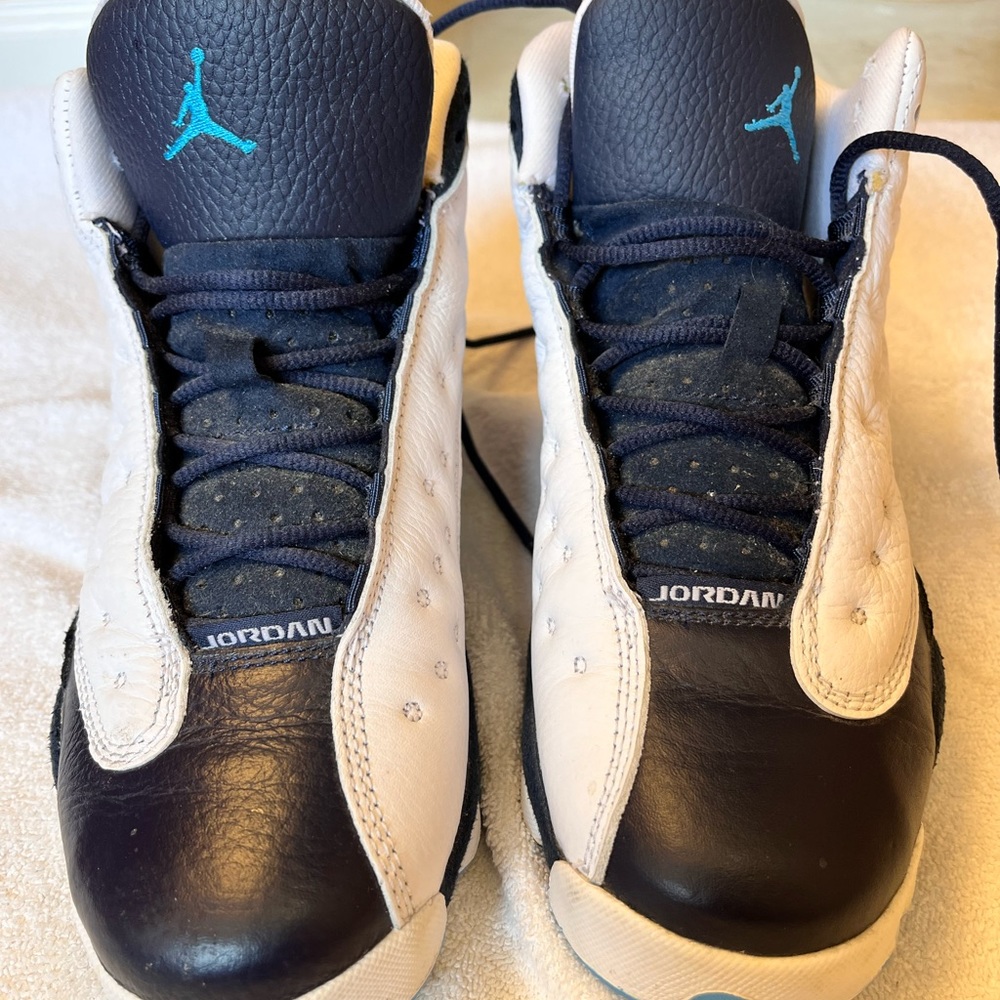 Blue and white Jordan’s